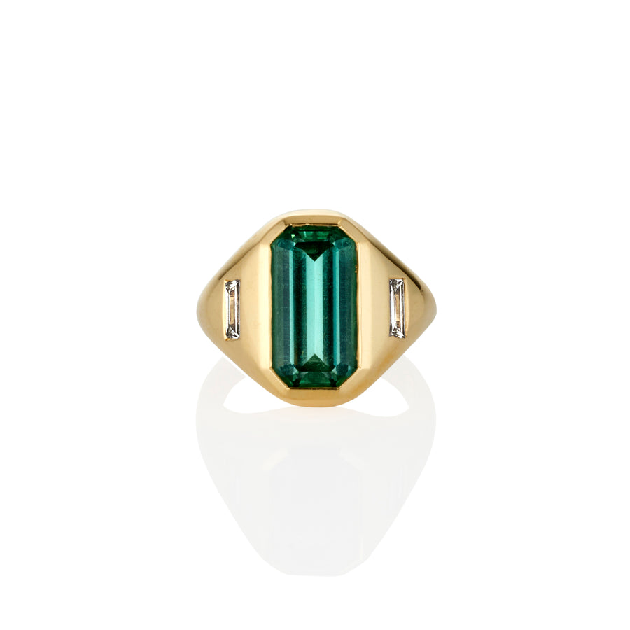 **One of a kind** Emerald Cut Tourmaline Diamond Ring