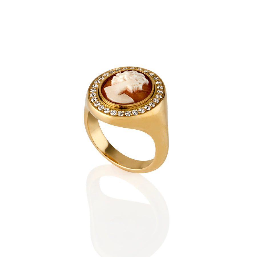 *One of a kind* 18ct Yellow Gold Shell Cameo and Diamond Ring