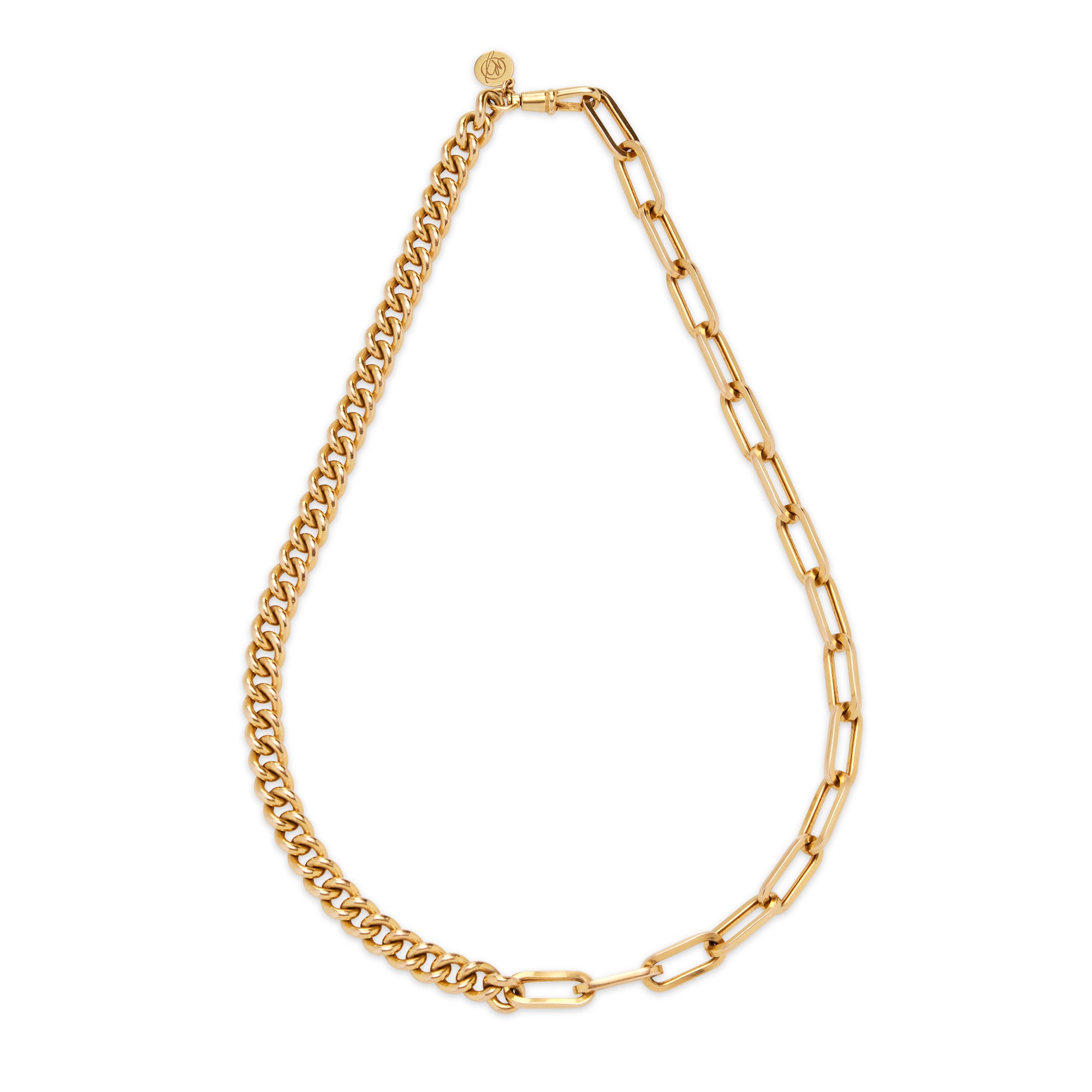 18ct Yellow Gold Half/Half Necklace – Olivia Bond Diamonds