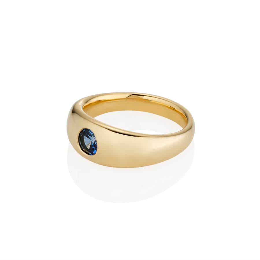 **One of a Kind** 18ct Yellow Gold Gypsy Ring with Blue Sapphire