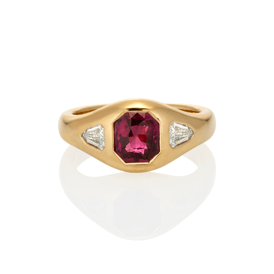 **One of a Kind** 18ct Yellow Gold Ruby and Diamond Gypsy Ring