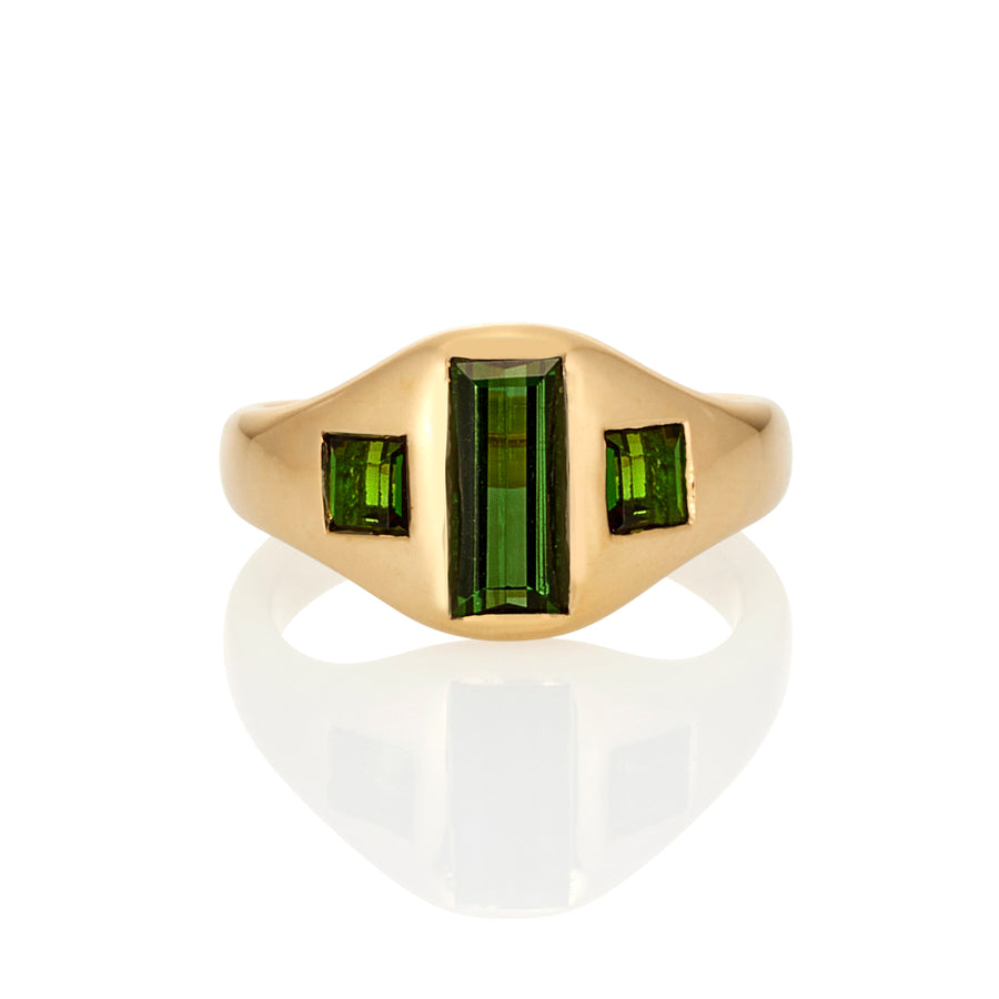 **One of a kind** 18ct 3 Stone Gypsy Ring with Tourmalines