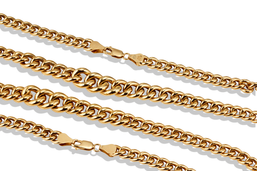 18ct Yellow Gold Graduated Curb Chain