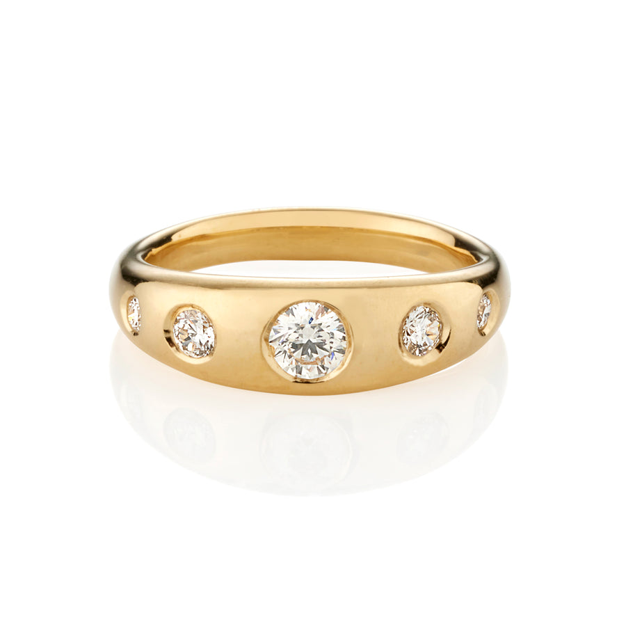 18ct Yellow Gold Five Stone Gypsy Ring