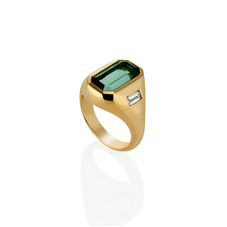 **One of a kind** Emerald Cut Tourmaline Diamond Ring