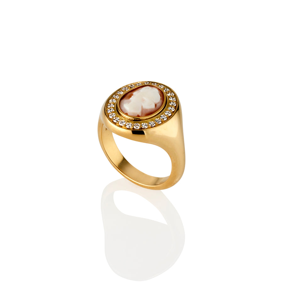 *One of a Kind* 18ct Yellow Gold Shell Cameo and Diamond Ring